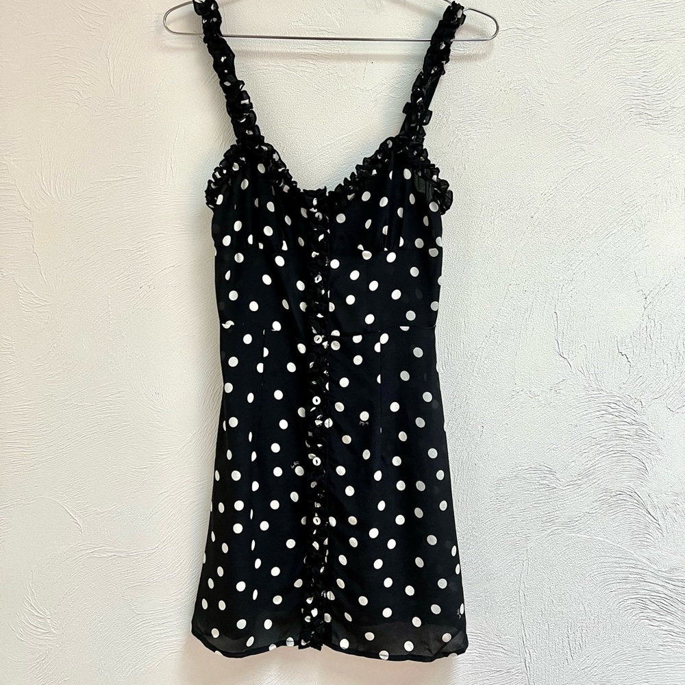 Realisation par polka dot mini dress silk navy